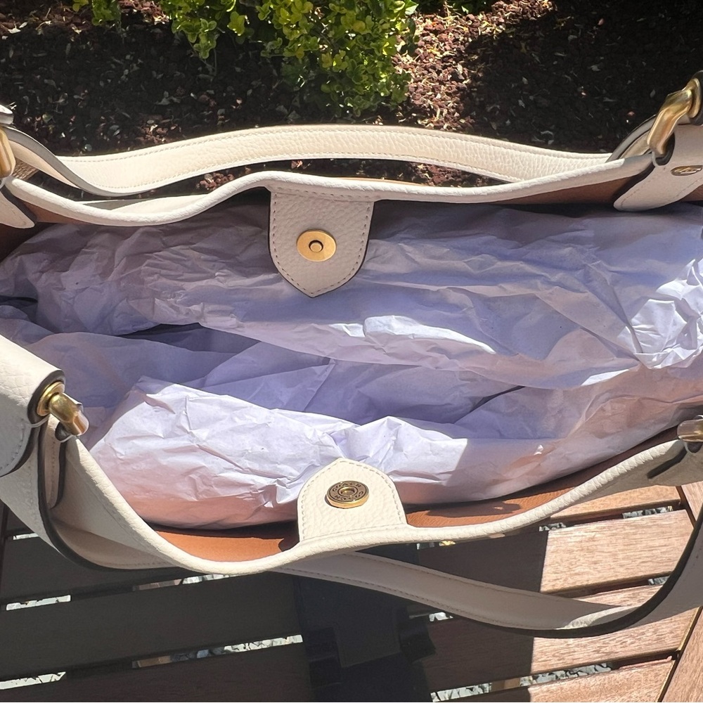 Coach White Leather Tote with Gold Accents - Picture 4 of 6